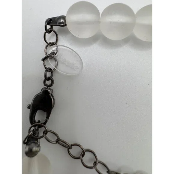 Leetie Lovendale Clear Frosted Lucite Art Deco Collar Necklace | Statement - Picture 5 of 6